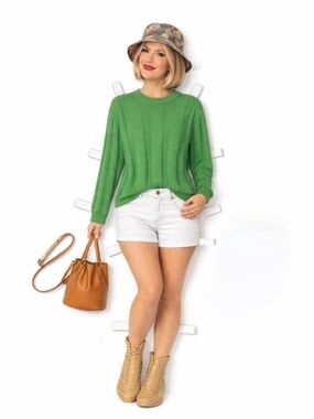 ASOS green sweater cozy spring top casual elegance size small